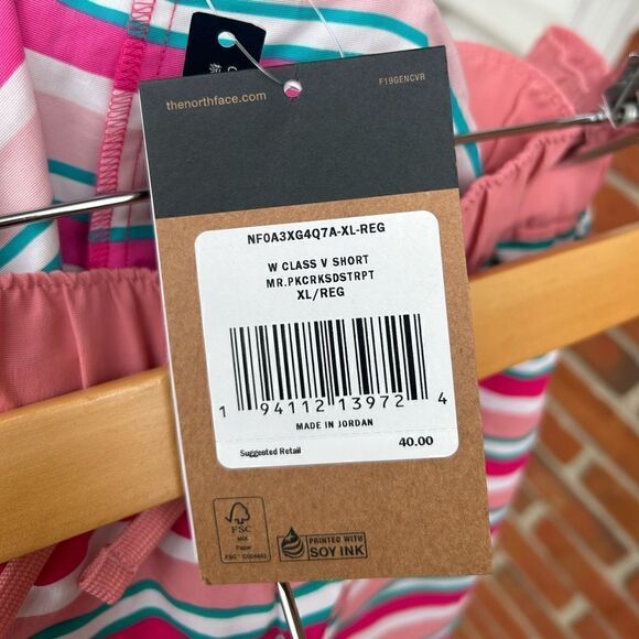 The North Face Pink Striped Class V Shorts - Picture 5 of 6